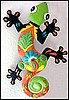 Decorative Metal Gecko Tropical Wall Hanging - Hand Painted in Haiti - 16" x 24"